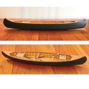 Model Wooden Canoe with Paddles